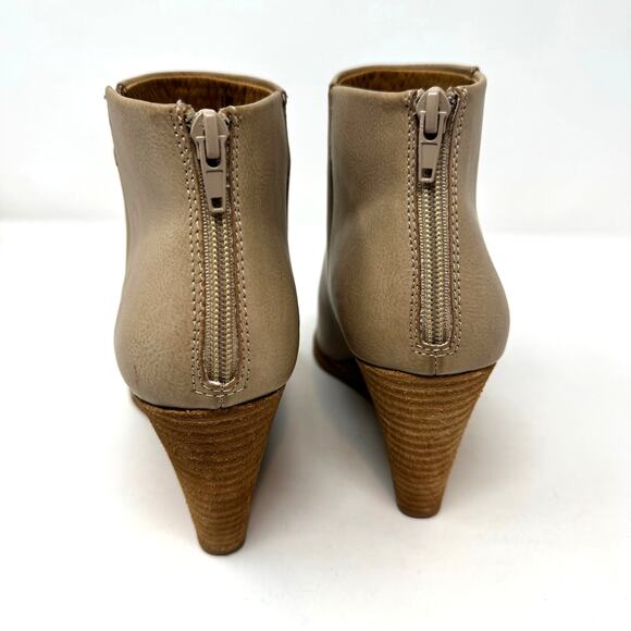 KORKS Kork-Ease Oliana Wedge Ankle Boots Booties 7.5 Bone Beige Faux Leather - Picture 5 of 8